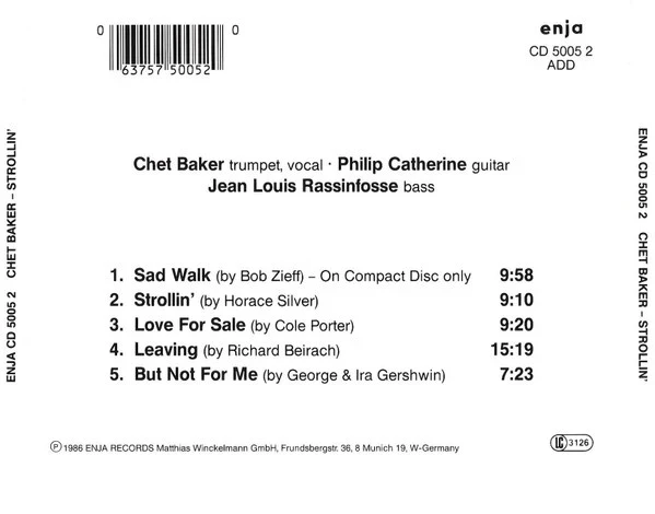 CD Chet Baker "Strollin'" – photo 2